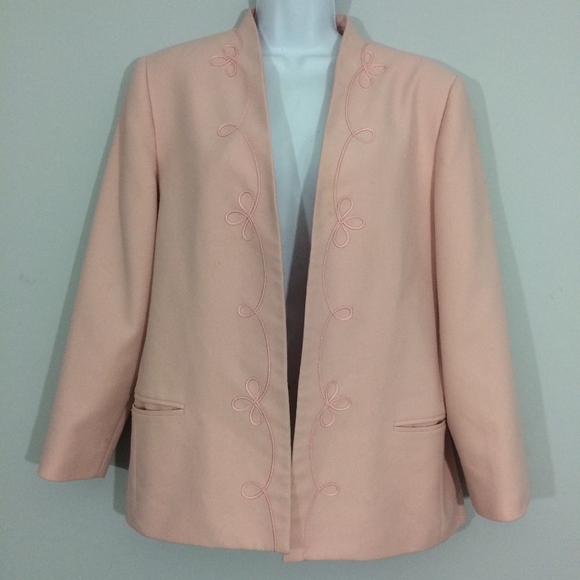 Devon Jackets & Blazers - Devon Womens Plus Size 14 Pink Wool Blend Blazer
